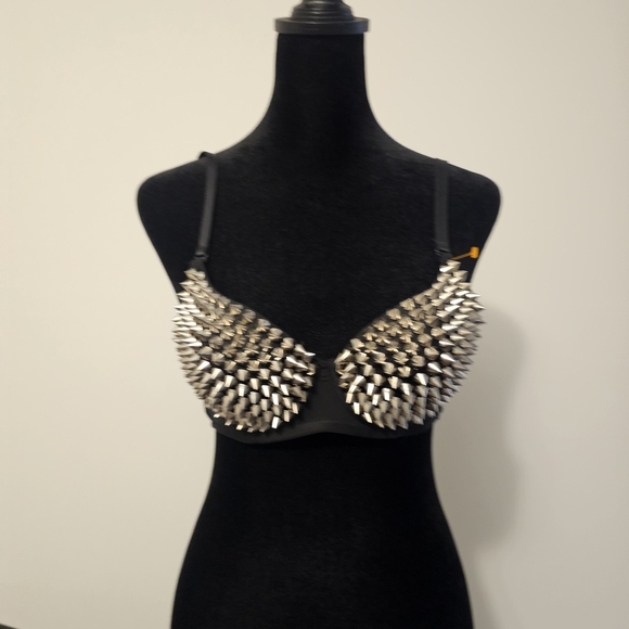 Black Studded Bra By Ohyes Size Small - Picture 2 of 9